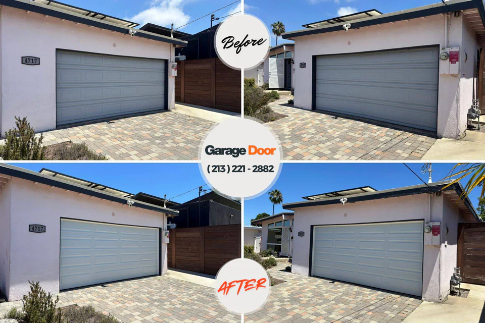Before and after: garage door repair Hartshorne, OK